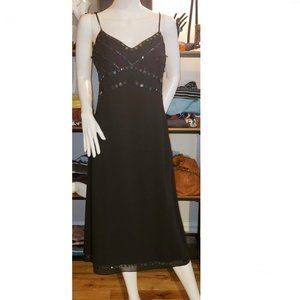 NWT LBD black sequin midi dress size 8
